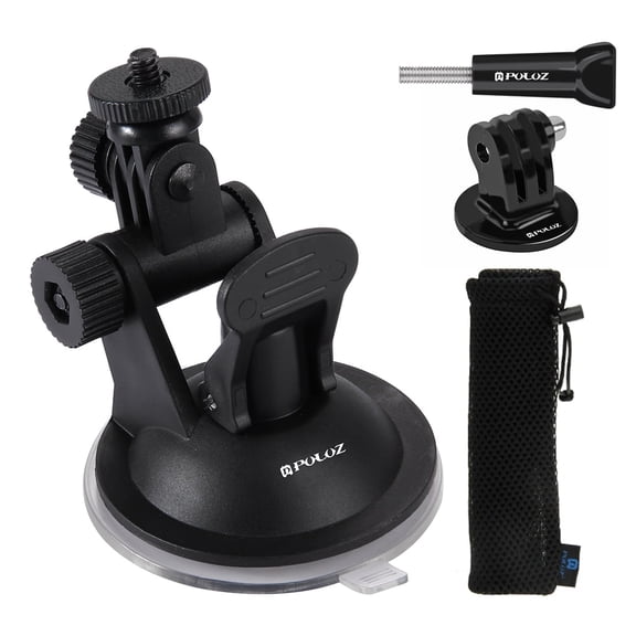 QKOO Car Suction Cup Mount with Screw & Tripod Mount Adapter & Storage Bag for GoPro, Insta360,
