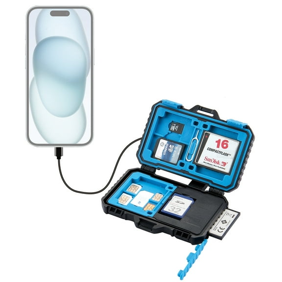 PULUZ Card Reader + 22 in 1 Memory Card Case for 1Standard SIM + 2Micro-SIM + 2Nano-SIM + 3CF + +