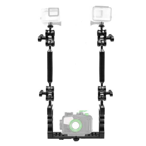 QKOO Dual Handle Aluminium Tray Stabilizer with 4 x Dual Ball Aluminum Alloy Clamp & 2 x 7 inch &