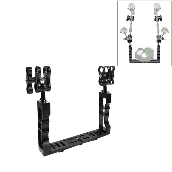 QKOO Dual Handle Aluminium Tray Stabilizer with Dual Ball Aluminum Alloy Clamp for Underwater
