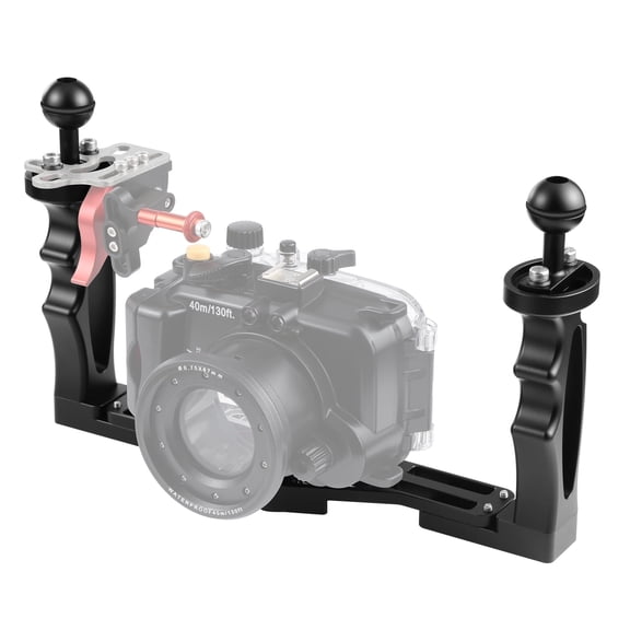 QKOO Dual Handles Aluminium Alloy Tray Stabilizer for Underwater Camera Housings