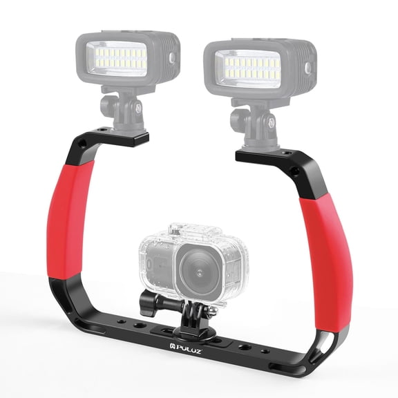 QKOO Dual Silicone Handles Aluminium Alloy Underwater Diving Rig for GoPro, DJI OSMO Action, and