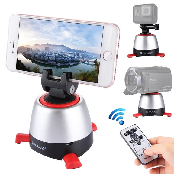 QKOO Electronic 360 Degree Rotation Panoramic Head with Remote Controller for Smartphones, GoPro,