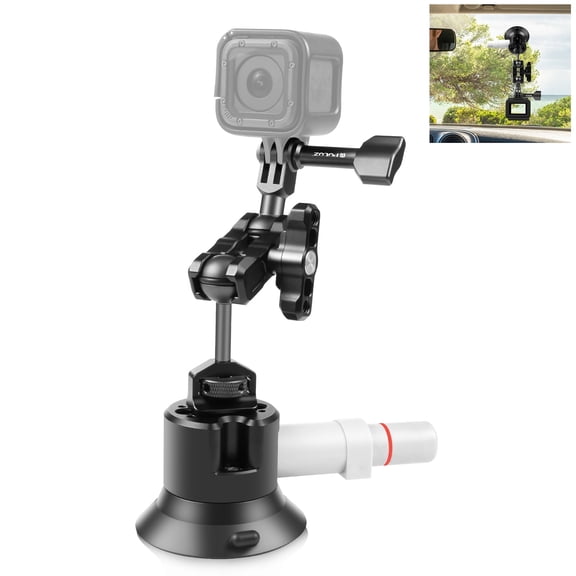 QKOO Magic Arm with Pump Suction Cup Aluminum Alloy Mount (Black)