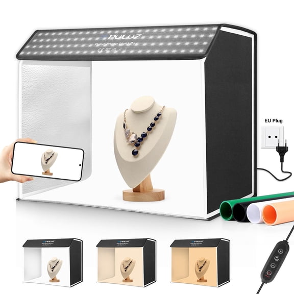 QKOO Photo Studio Light Box Portable 60 x 40cm Cuboid Photography Studio Tent Kit with 4 Color