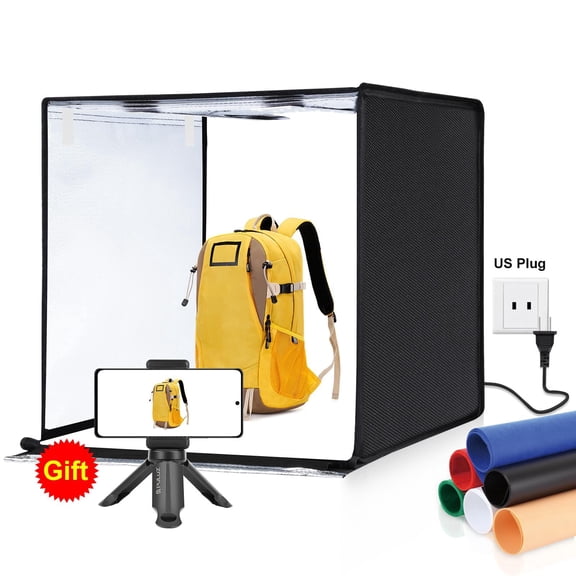 QKOO Photo Studio Light Box Portable 60 x 60 x 60 cm Light Tent LED 5500K White Light Dimmable 6