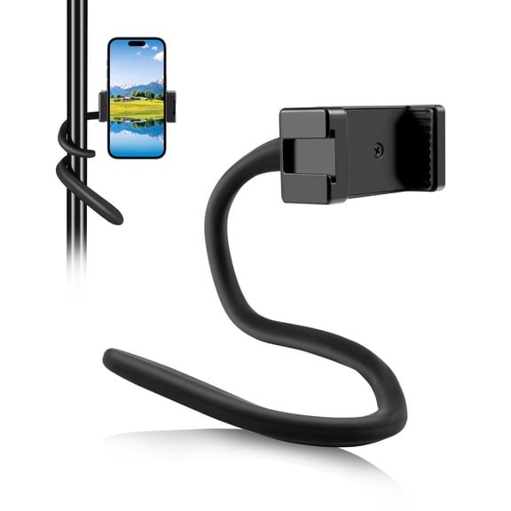QKOO Silicone Flexible Clip Mount Holder with Phone Clamp for Phones / GoPro (Black)