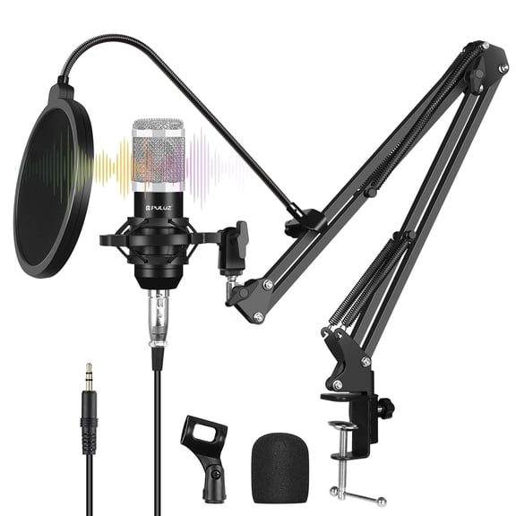 QKOO Studio Broadcast Professional Singing Microphone Kits with Suspension Scissor Arm & Metal &