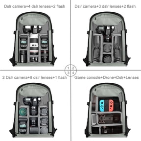 PULUZ Waterproof Camera Backpack Large Capacity DSLR Camera Bag with Laptop Compartment Tripod Holder Rain Cover for Women Men Photographers Black 17.7 inches / 45 cm