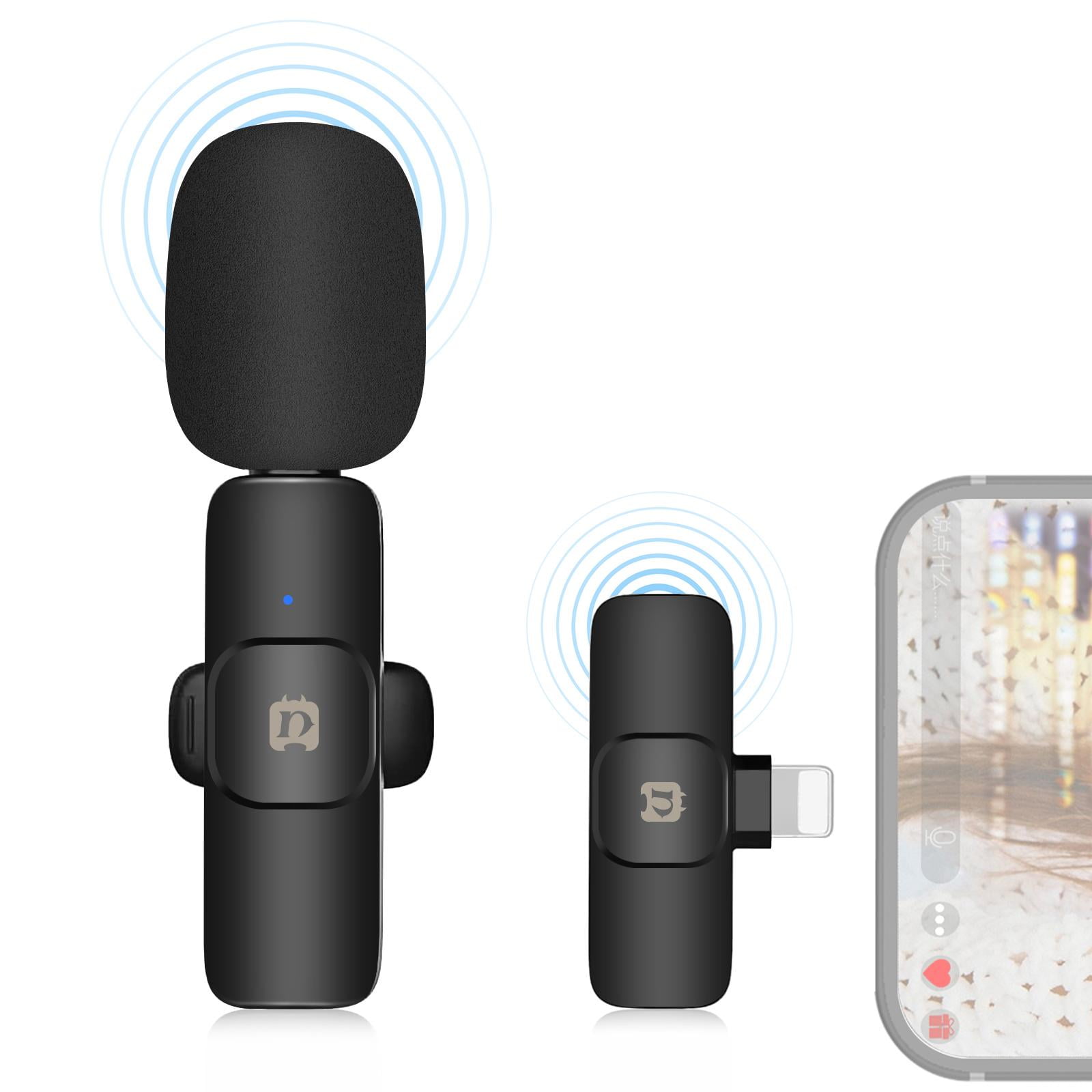 PULUZ Wireless Lavalier Noise Reduction Reverb Microphone for 8-Pin Device, Support Phone