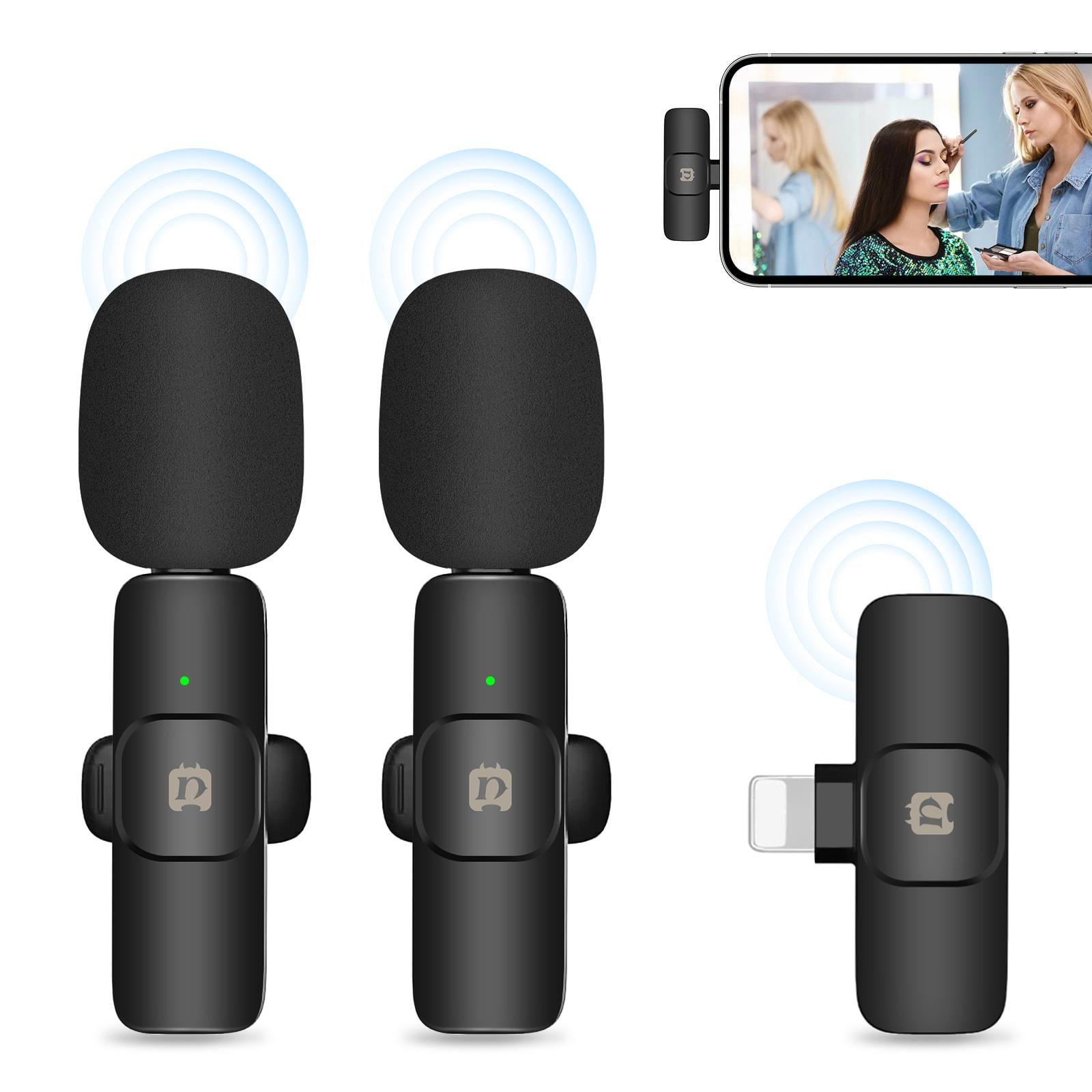 PULUZ Wireless Lavalier Noise Reduction Reverb Microphones for iPhone / iPad, 8-Pin Receiver and