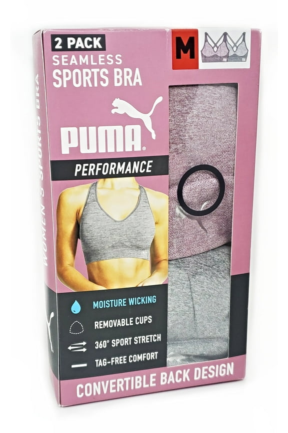 2 Pack Seamless Sports Bra, Size: S (Blush, Gray)