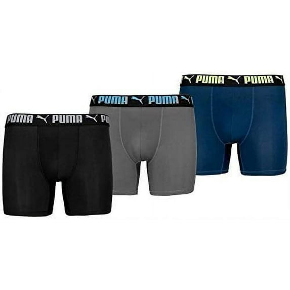 PUMA 3-Pack Sport Stretch Brief Medium, Grey/Black Athletic Fit