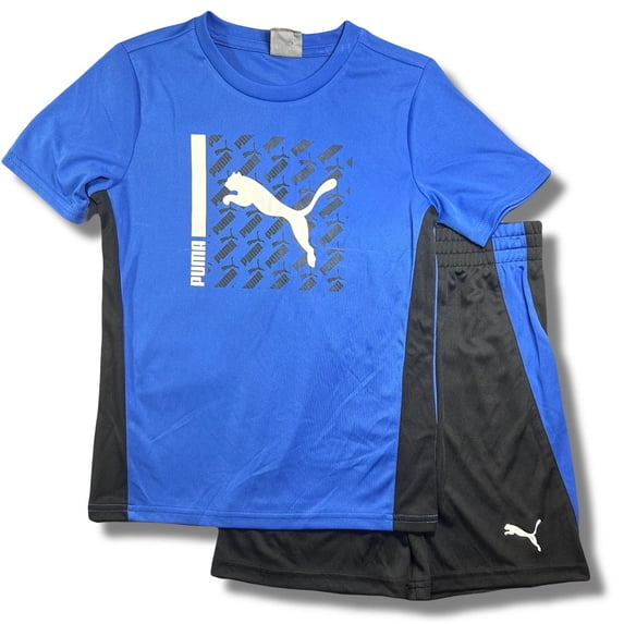 PUMA BOYS OUTFIT - 231 BLUE BLACK SZ 6 - BASKETBALL SOCCER SHIRT SHORTS SET 2