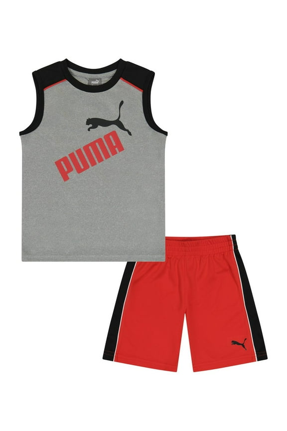 BOYS OUTFIT - 231 GREY RED SZ 6 - BASKETBALL SOCCER SHIRT SHORTS SET 2