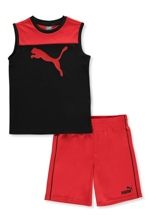 BOYS OUTFIT - 231 RED BLACK SZ 4 - BASKETBALL SOCCER SHIRT SHORTS SET 2