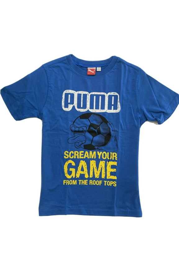 BOYS SHIRT - LOGO FRONT SZ 6 - SCREAM YOUR GAME BLUE - TOP TEE GRAPHIC KIDS
