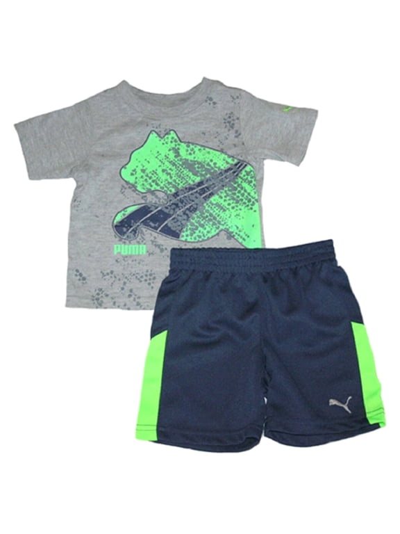 Baby Boys' Shorts and Shirt Set-Grey Heather-12 Months