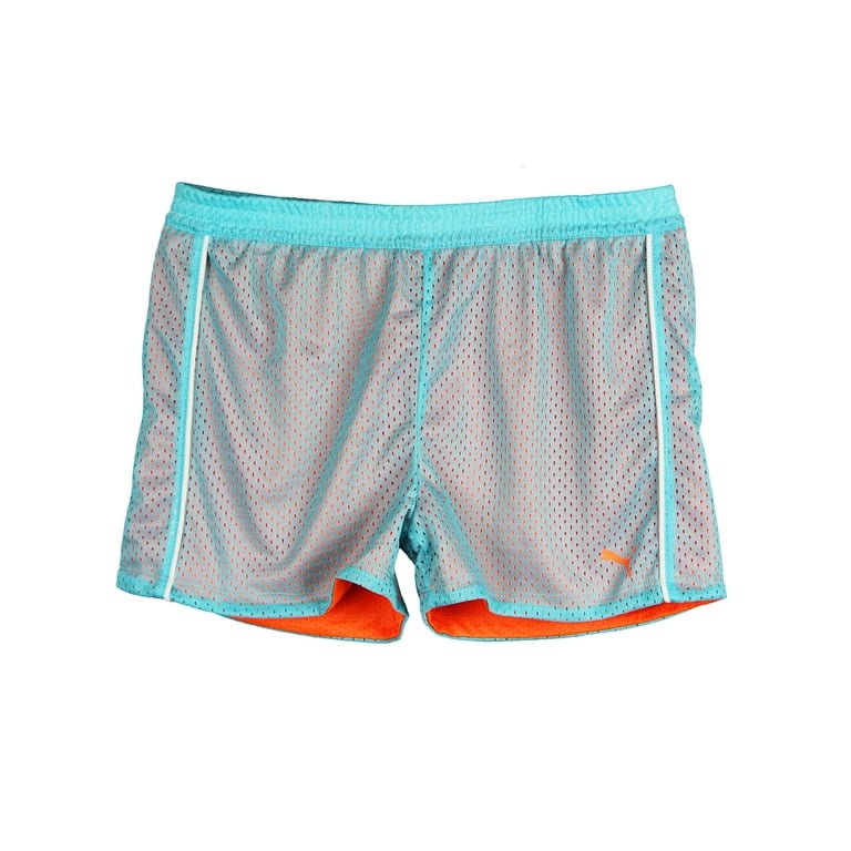 PUMA Big Girls Two Tone Mesh Athletic Shorts Blue Orange White Medium