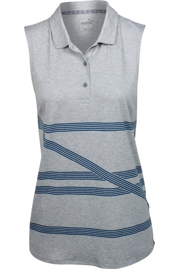 GOLF Womens 2019 Script Sleeveless Polo Medium Gray Heather Large