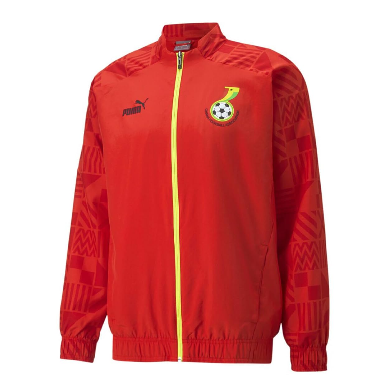 Chaqueta Pre-Partido de Cierre Completo para Hombre Ghana WC 2022 (US, Alpha, Large, Regular, Regular, Rojo)