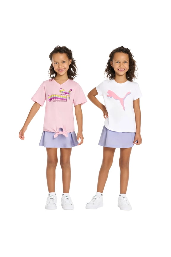 Girls’ 3-Piece Active Set (T-Shirt & Skort) Pink,2T