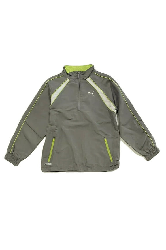 JACKET BOYS - STEEL GREY LIME SZ 5 - WINDBREAKER HALF ZIP