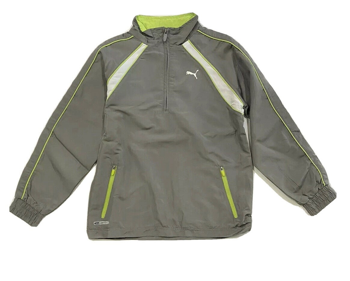 PUMA JACKET BOYS - STEEL GREY LIME SZ 6 - WINDBREAKER HALF