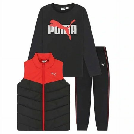 PUMA Kids' 3-piece Vest Set, Red Size XS 5/6