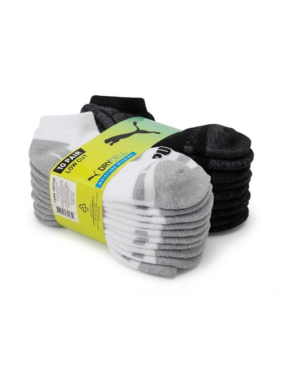 Youth Boys Low Cut Socks 10-Pair Pack DryCELL Moisture Wicking, Shoe Size 4-9.5