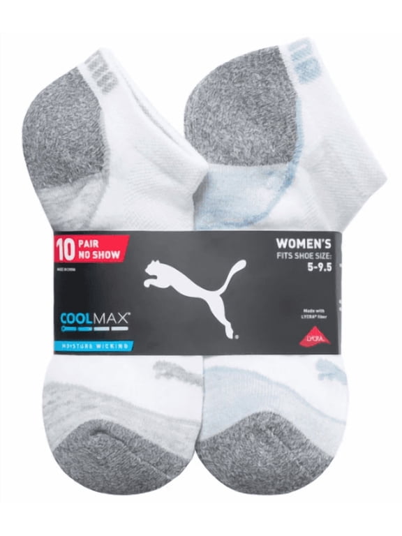 Ladies' No Show Sock, 10-pair White New Colour