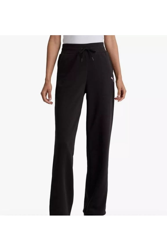 Women's Fleece Sweat Pants for Women's Straight Legs Winter Sweatpants (Black, L)