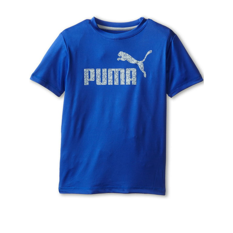 PUMA Little Boys Short Sleeve Character PUMA Logo Tee - Royal Blue grey -  Size 6