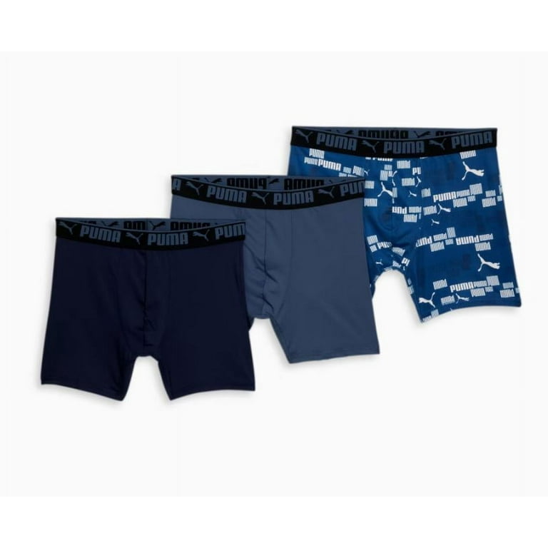 PUMA MEN'S PACK 233 BLUE PRINT XLARGE BOXER BRIEF UNDERWEAR