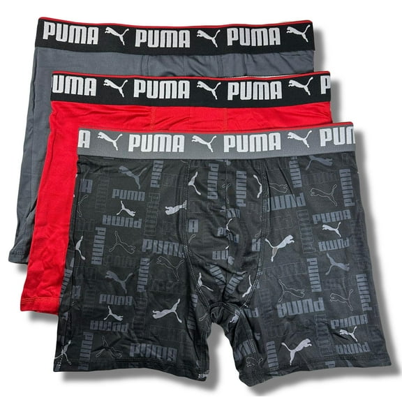 PUMA MEN'S 3 PACK - PHG 243 LETTER 2 BLACK - LARGE - UNDERWEAR X3 BOXER BRIEF