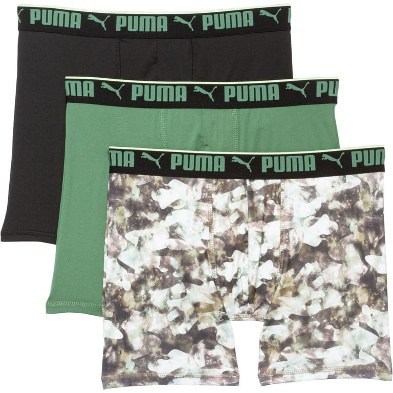 PUMA MEN'S PACK PHG GREEN CAMO XLARGE BOXER BRIEF UNDERWEAR