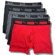 PUMA MENS 4 PACK - BBOX 243 RED SMALL GREY - BOXER BRIEF UNDERWEAR PERFORMANCE