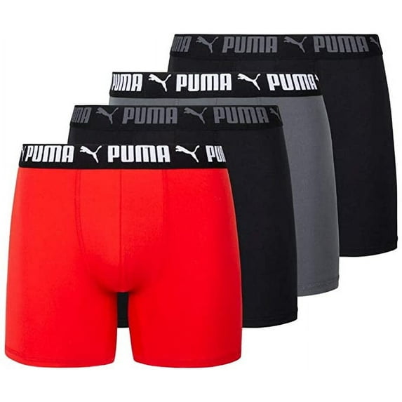 PUMA MEN'S 4 PACK - BBOX RED LARGE - BOXER BRIEF UNDERWEAR PERFORMANCE