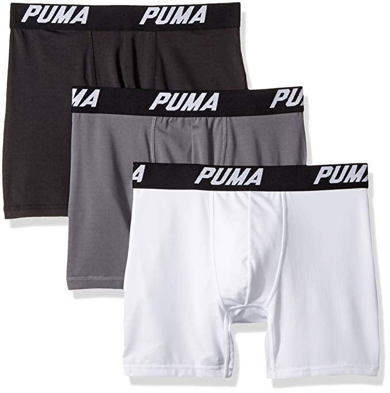 PUMA MEN'S UNDERWEAR 3 PACK BOXER BRIEF TECH WHITE XLARGE SPORT