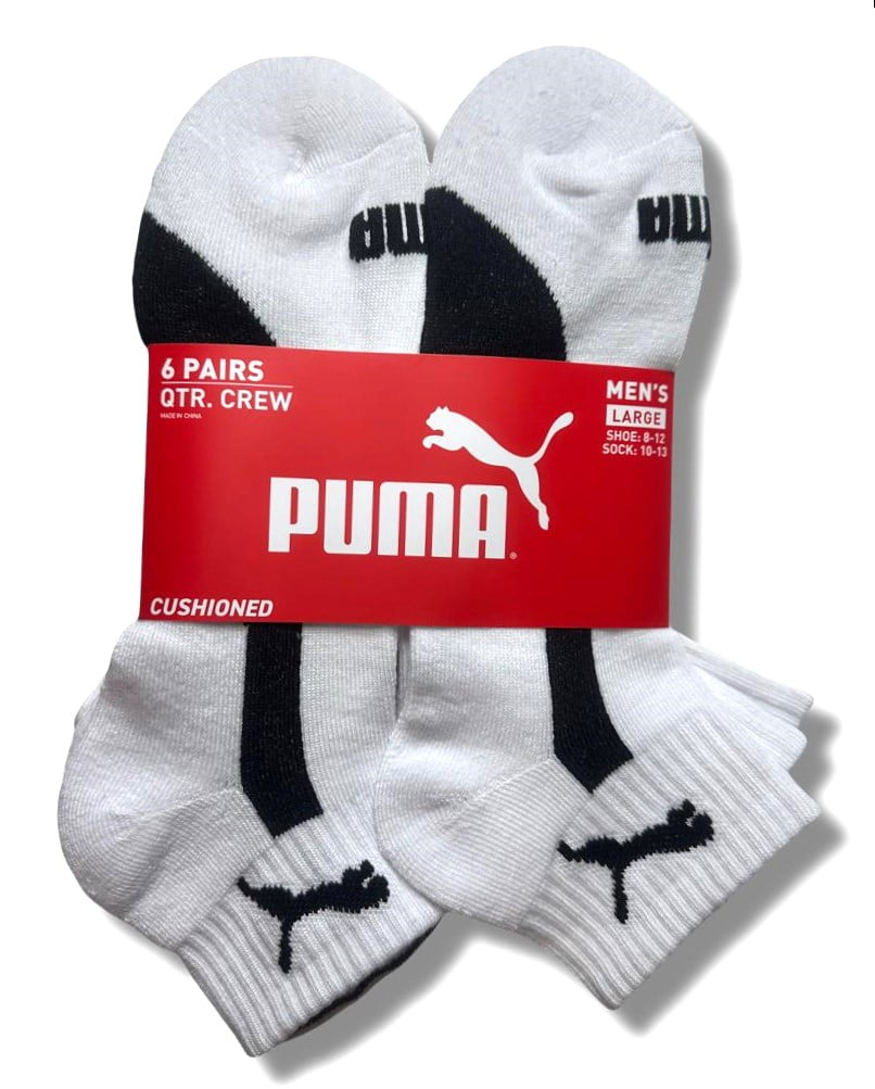Puma Men s Cushioned Crew Socks 8 Pairs Black Charcoal Coolmax Fabric Size 6 12 Walmart