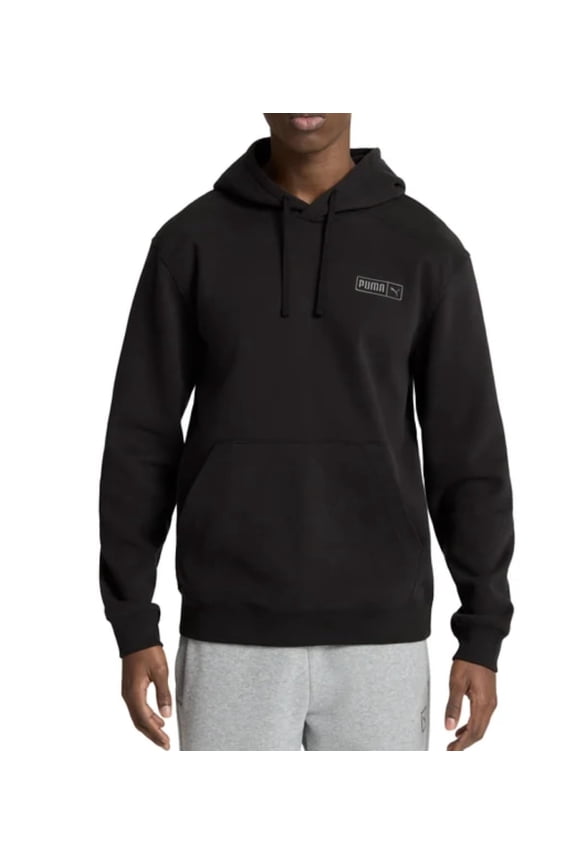 Men's Fleece Hoodie Pullover with Kangaroo Pocket (US, Alpha, Large, Regular, Regular, Black)