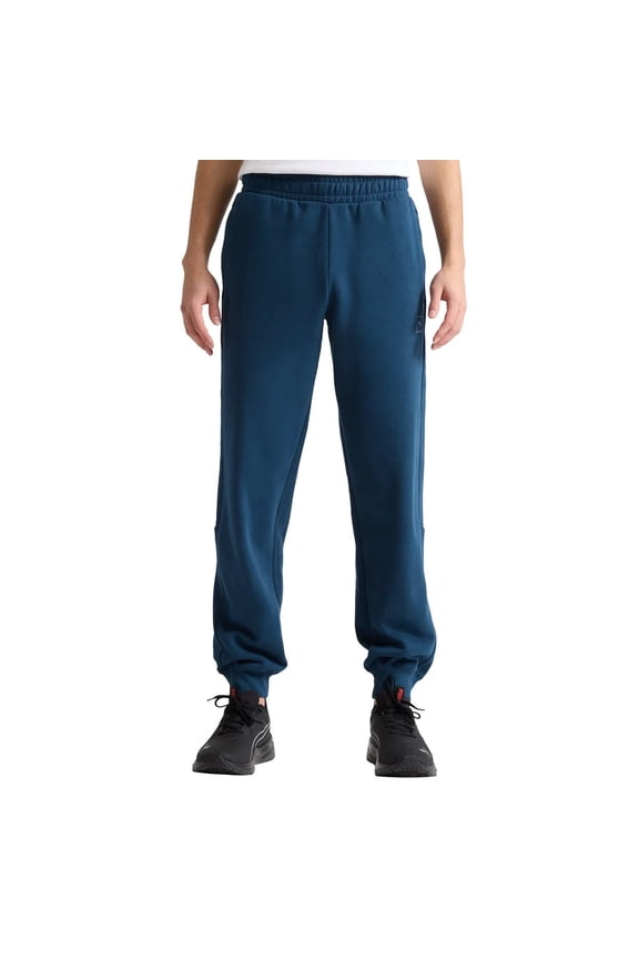 Men’s Fleece Jogger Pants – Midweight Athletic Sweatpants with Drawstring Waist, Ribbed Cuffs, and Side Pockets (Blue/Small)