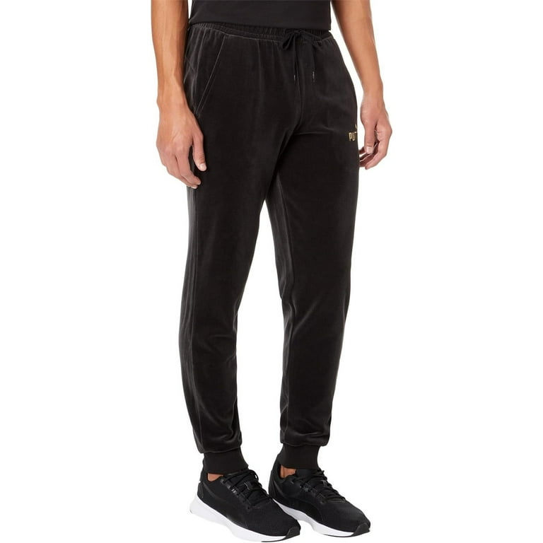 PUMA Men s Gold Trimmed Velour Track Pants PBLK 2XL Walmart
