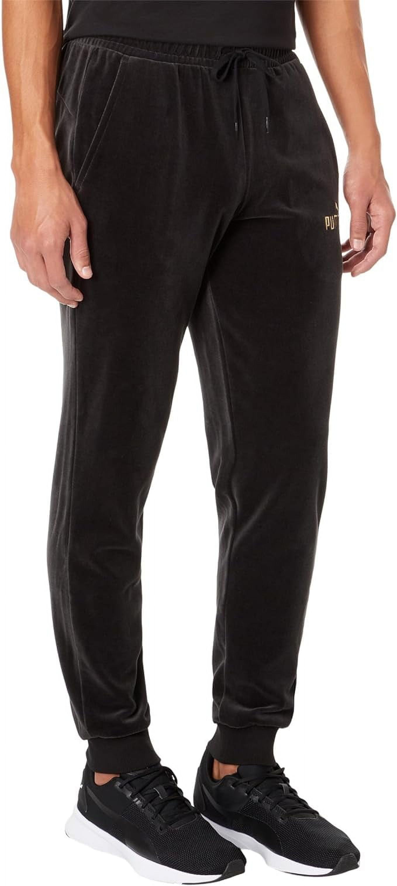 PUMA Men s Gold Trimmed Velour Track Pants PBLK 2XL Walmart