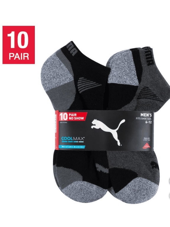 Men's No Show Sock, 10-pair Black (Regular)