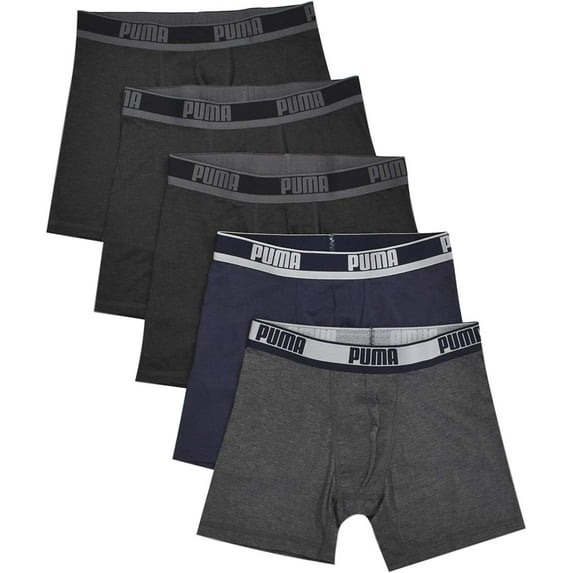 PUMA Men's Performance Boxer Briefs, Black/Blue, Medium
