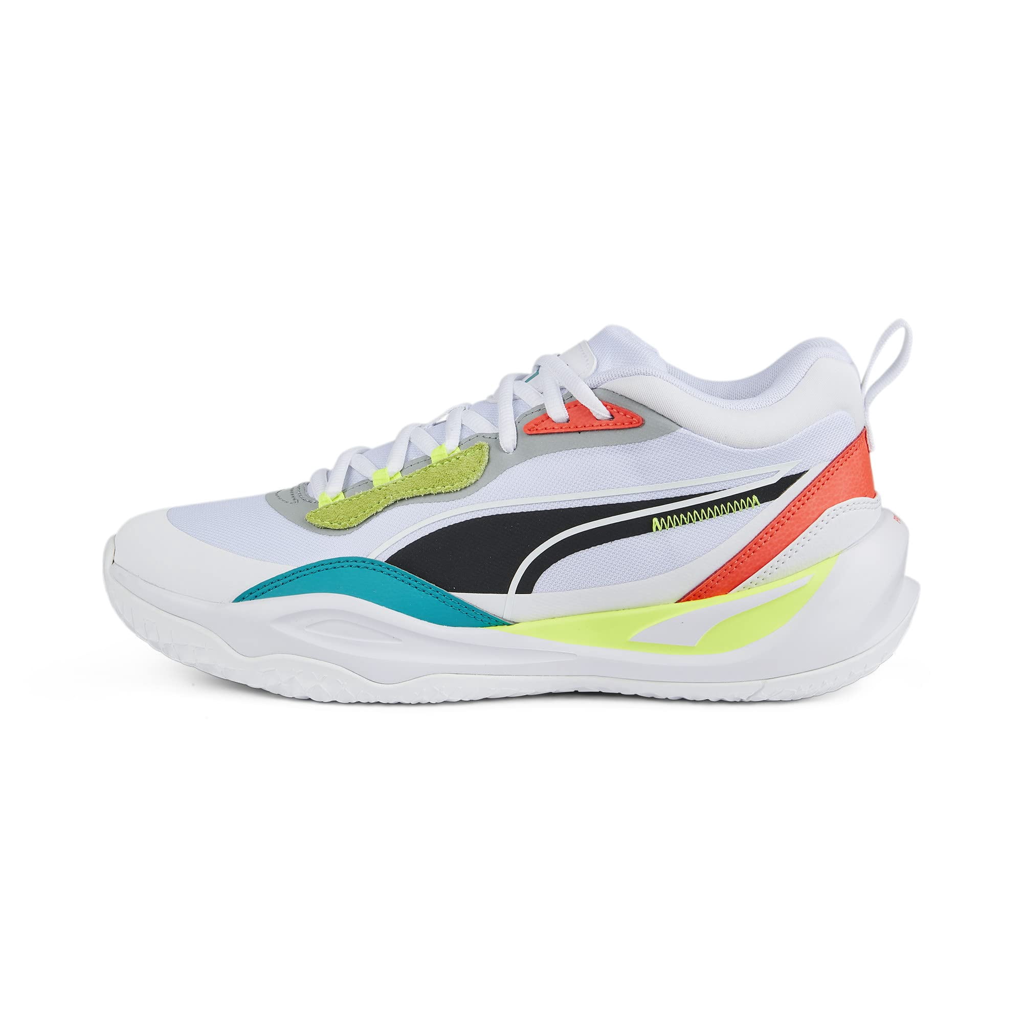 PUMA Men's Playmaker Pro Sneaker, White-Fiery Coral, 13