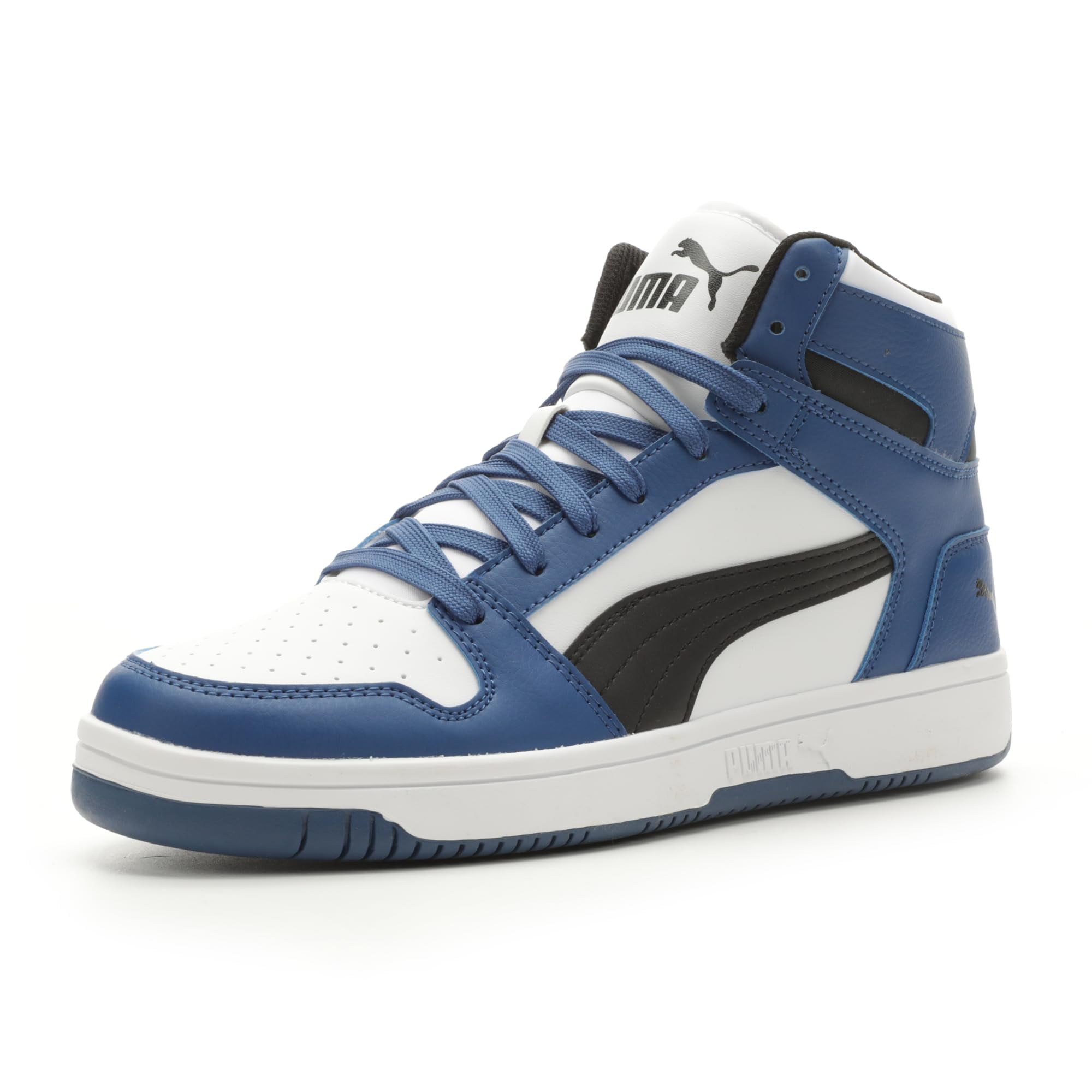 Men's REBOUND LAYUP Sneaker, PUMA White-PUMA Black-Clyde Royal, 8.5
