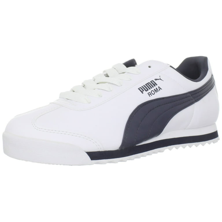 PUMA Men\'s Roma Basic Fashion Navy Sneaker, White/New