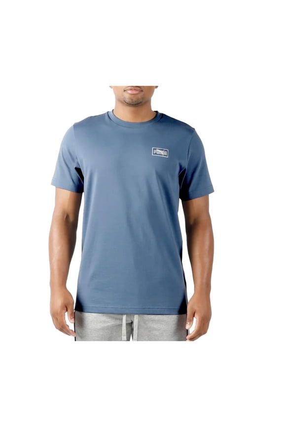 Men's Short Sleeve Crew Neck Logo Tee Shirt (US, Alpha, Large, Regular, Regular, Blue)